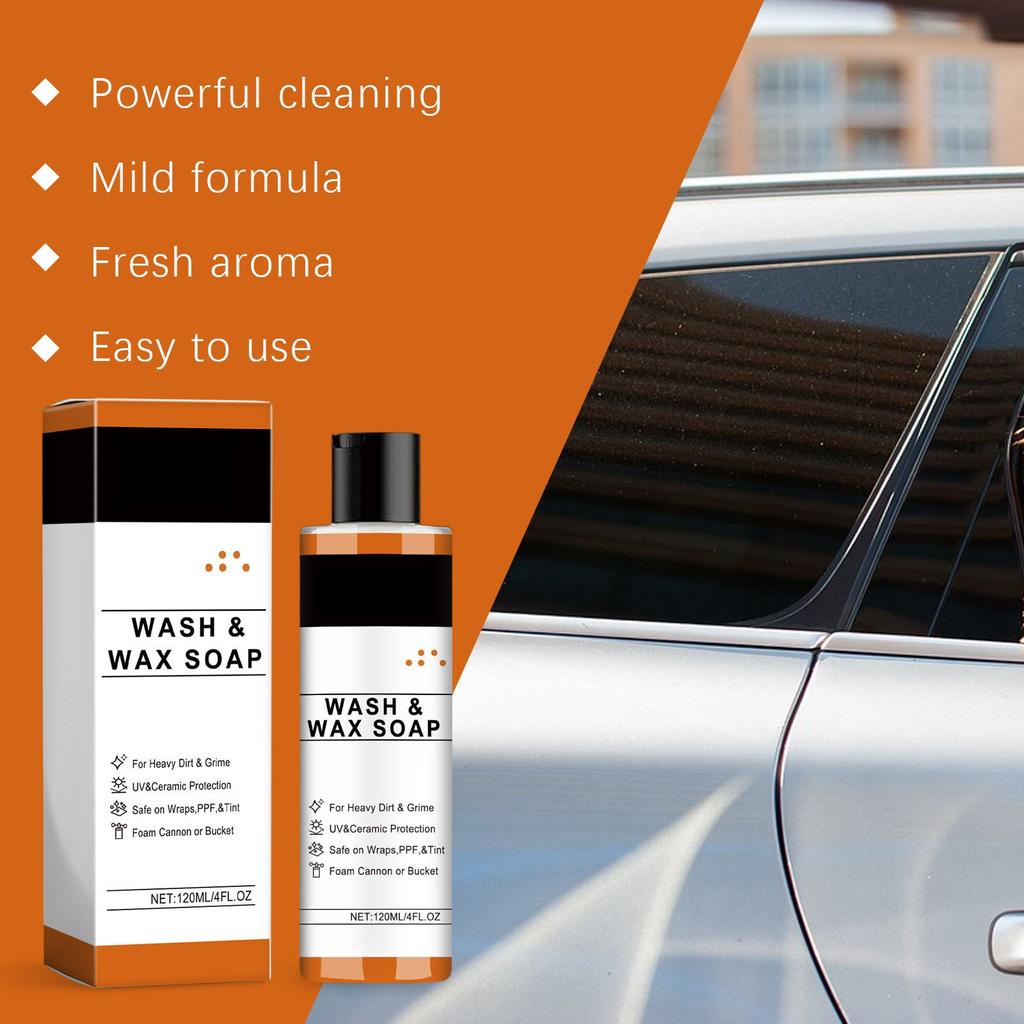 Car Wash Soap - Wash & Wax Soap For Heavy Dirt & Grime, Cleaning Products Exterior With UV 120ml