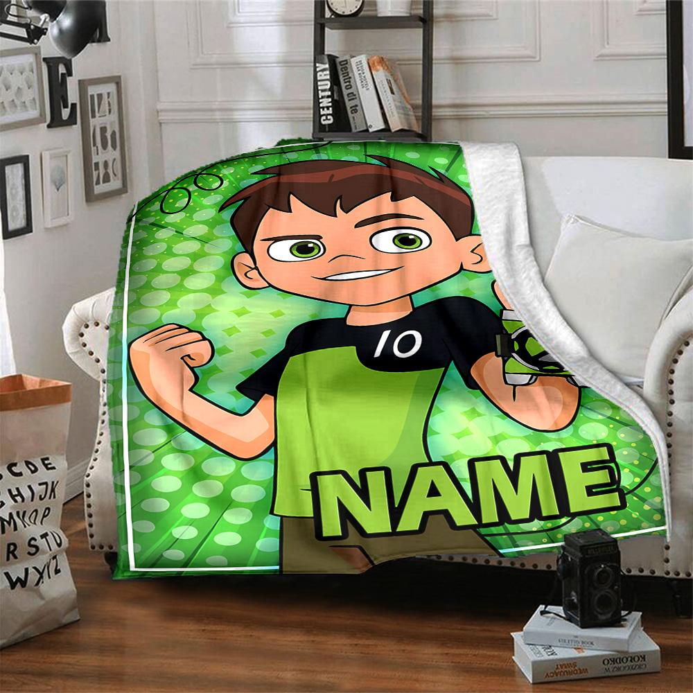 Customizable Ben10 Throw Blanket – Personalized Name, All-Season Cozy Snug Blanket, Machine Washable, Personalized Blanket
