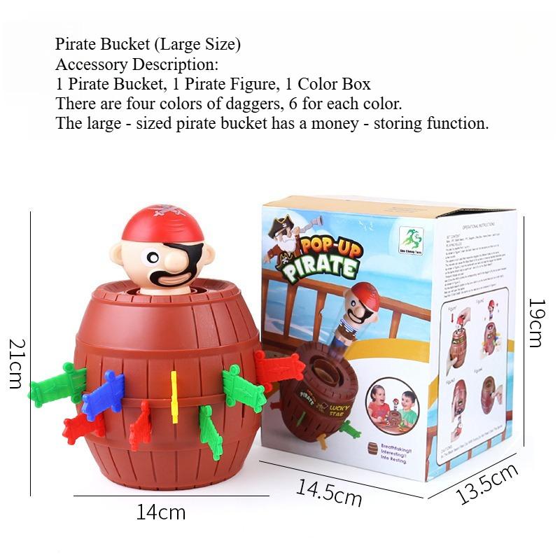 Funny Pirate Barrel Lucky Game Jumping Pirate Sword Stab Family Interactive Toys with Money Storage for Kids Halloween Gift