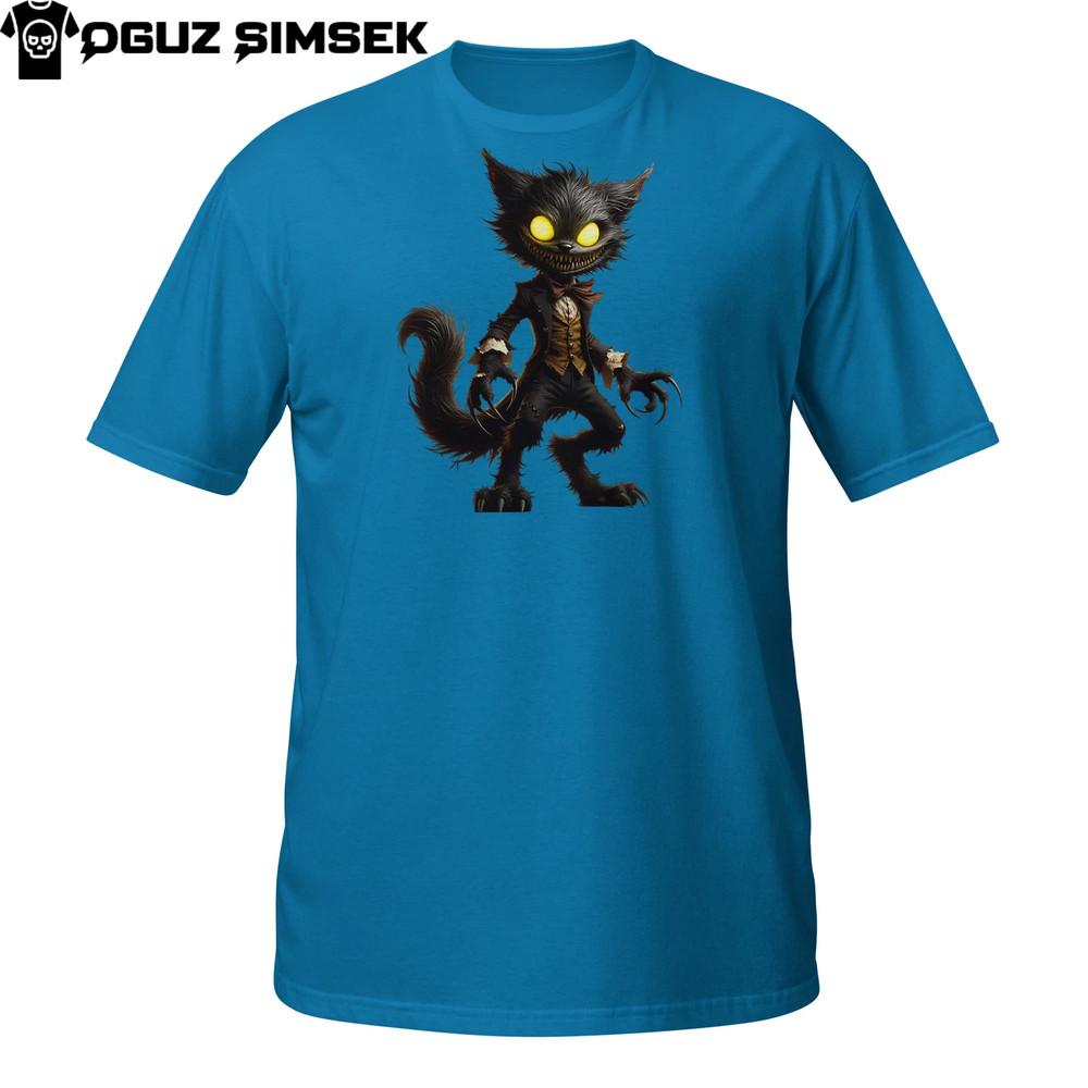 Demonic Cat T-Shirt | Evil Yellow Eyes Kitty | Creepy Halloween Tee