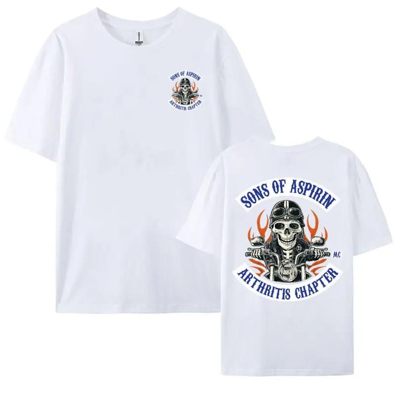 Motorcycle SoA - Sons of Aspirin - Funny Biker T Shirt Men's Fashion Gothic Oversized T-shirts Male Vintage Cool Casual Tees Y2k