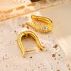 Exquisite Zircon U-shaped Earrings for Women,18K Gold Color Hoop Earrings,Classic Geometric Jewelry Gifts
