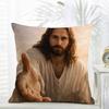 J-Jesus Christus Kissen Religiöse Dekoration Kissenbezug Täglich Waschbar Leinen Kissenbezug Weich Für Sofa Bett Wohnzimmer Dekoration