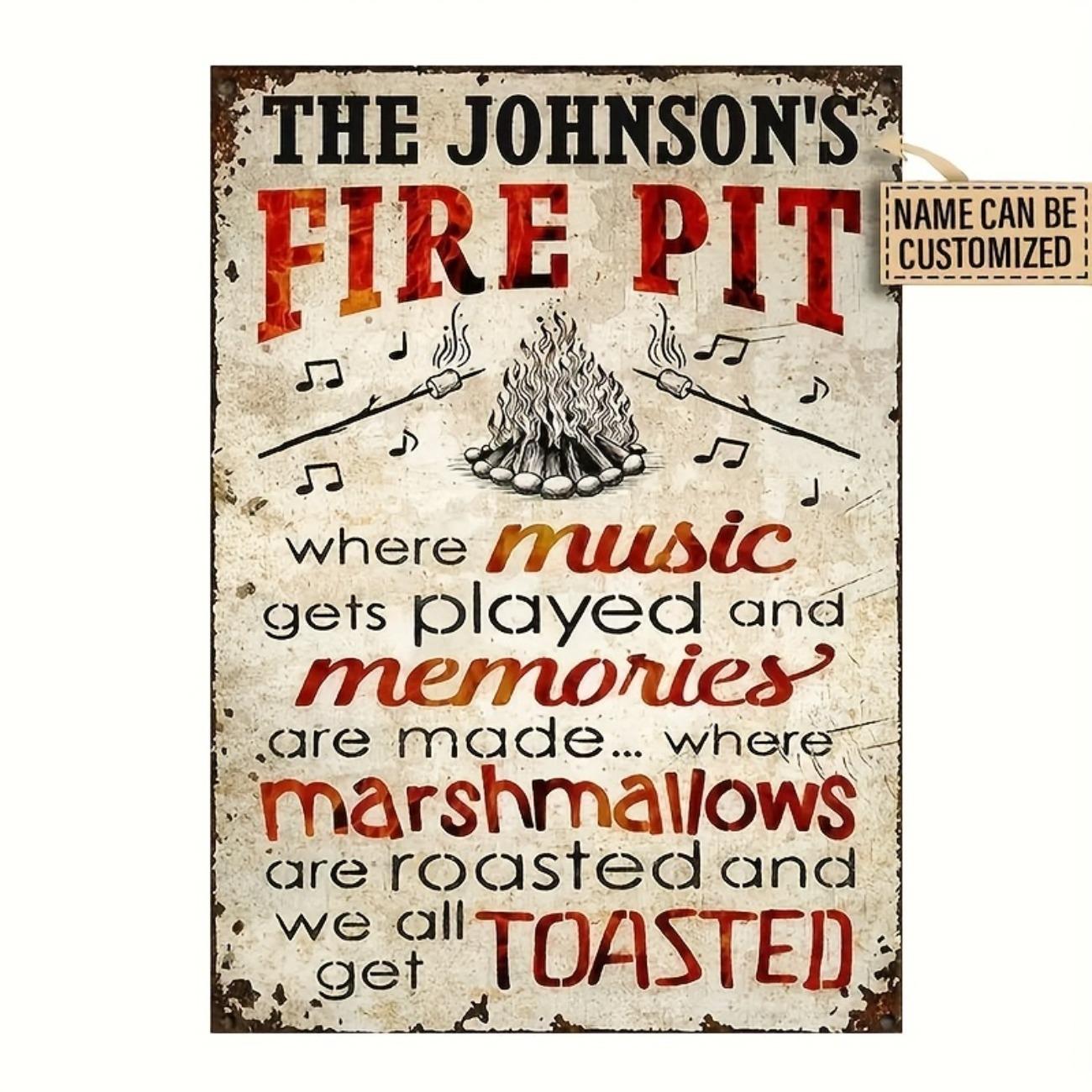 Custom Metal Fire Pit Sign Classic Design for Bonfire Outdoor Decoration белый