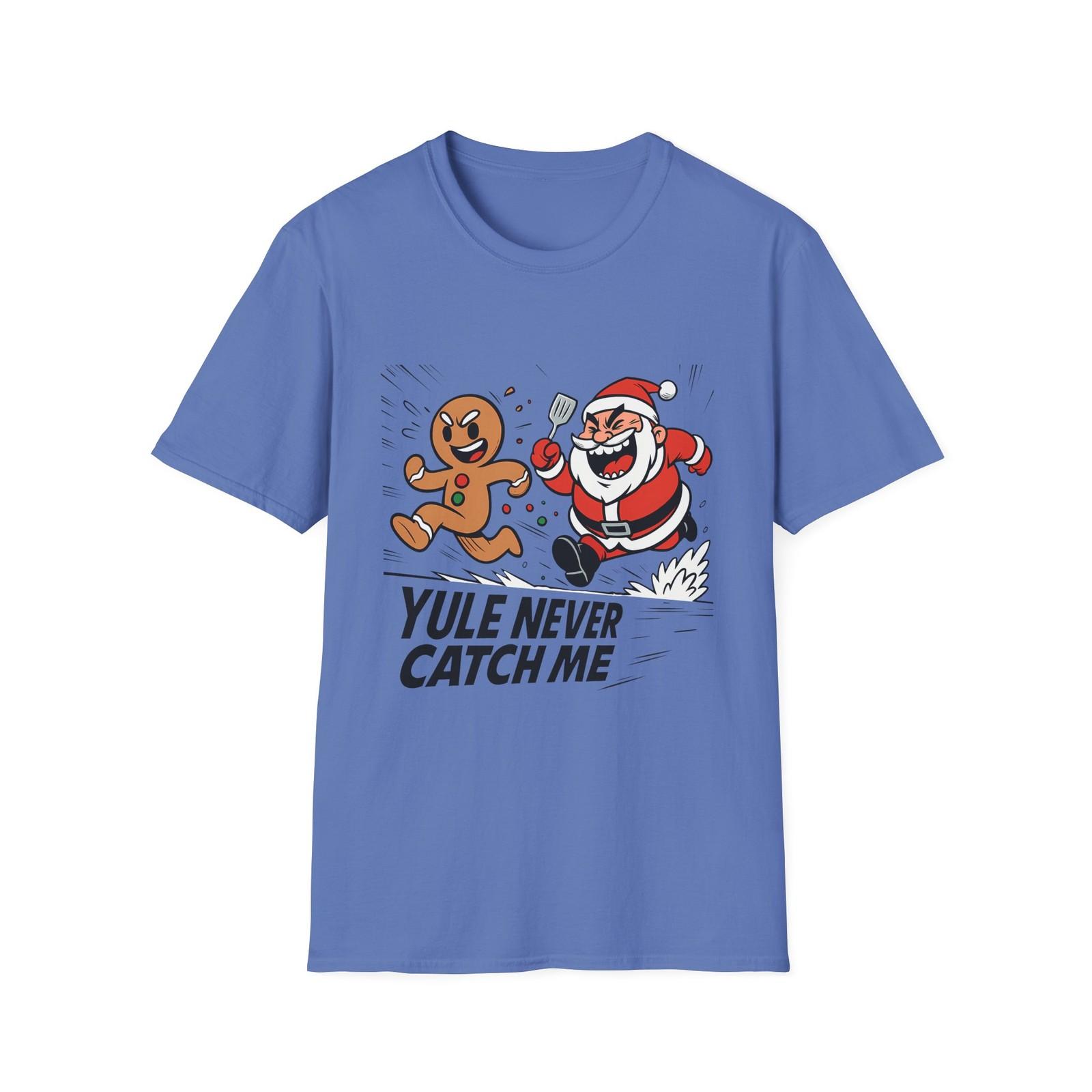Unisex Softstyle T-Shirt Mens Womens Tees Top Gingerbread Man Running Manga Santa Snow Holiday XL