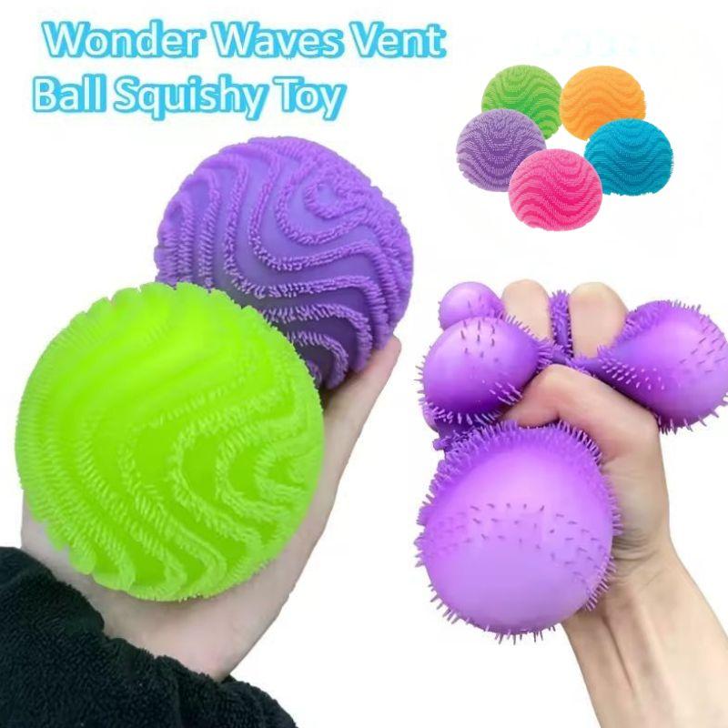 

Fuzz Ball Sensory Squeeze Toy NeeDoh Sensory Squeeze Toy Wonder Waves Textured Stress Relief Fidget Ball for Adults Kids