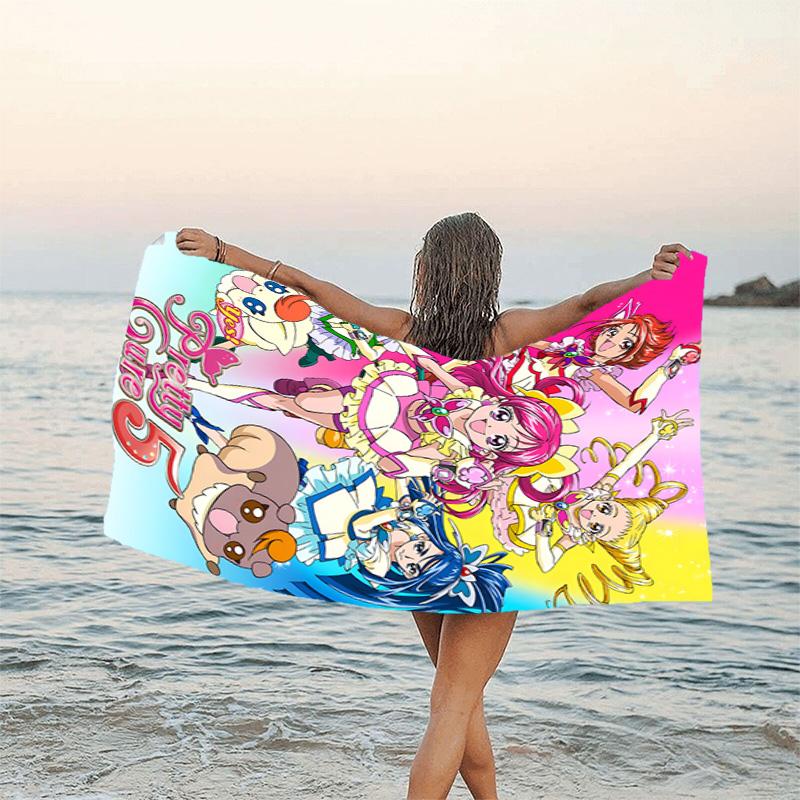 1pc Pretty Cure2 Beach Towel, Beach and Seaside Swimming Pool Equipment, Fashion Pattern, Rectangular, Travel Essentials