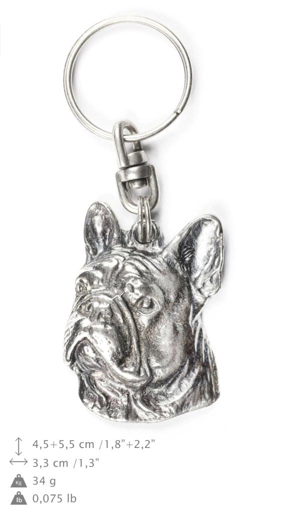 French Bulldog, Frenchie II - Silver-plated Pendant with a Dog In a Decorative Box, Handbag Decoration, Backpack Pendant by Art-Dog Brand