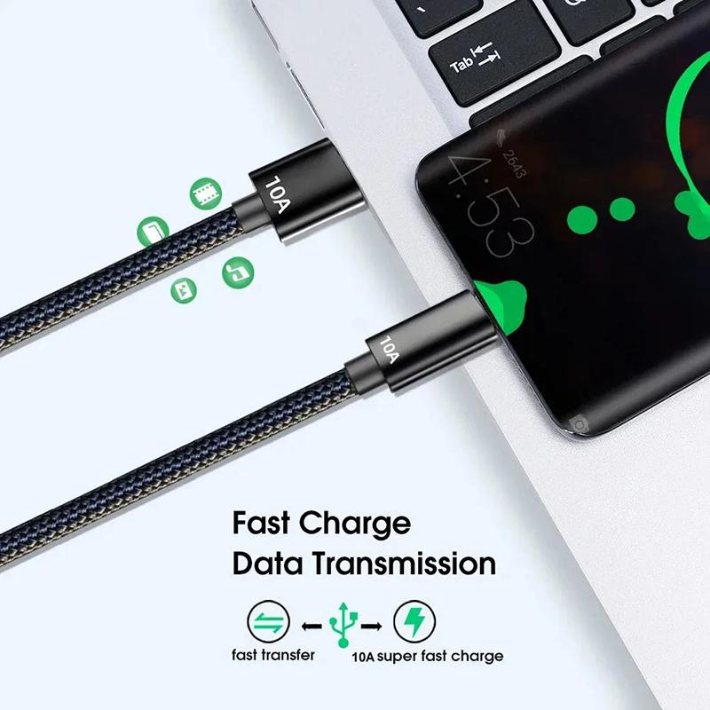 10A Cable 120W Super Fast Charge Cable USB A To C Data Cord Knit Cable Quick Charging Cable Highspeed Data Transfer For Phone