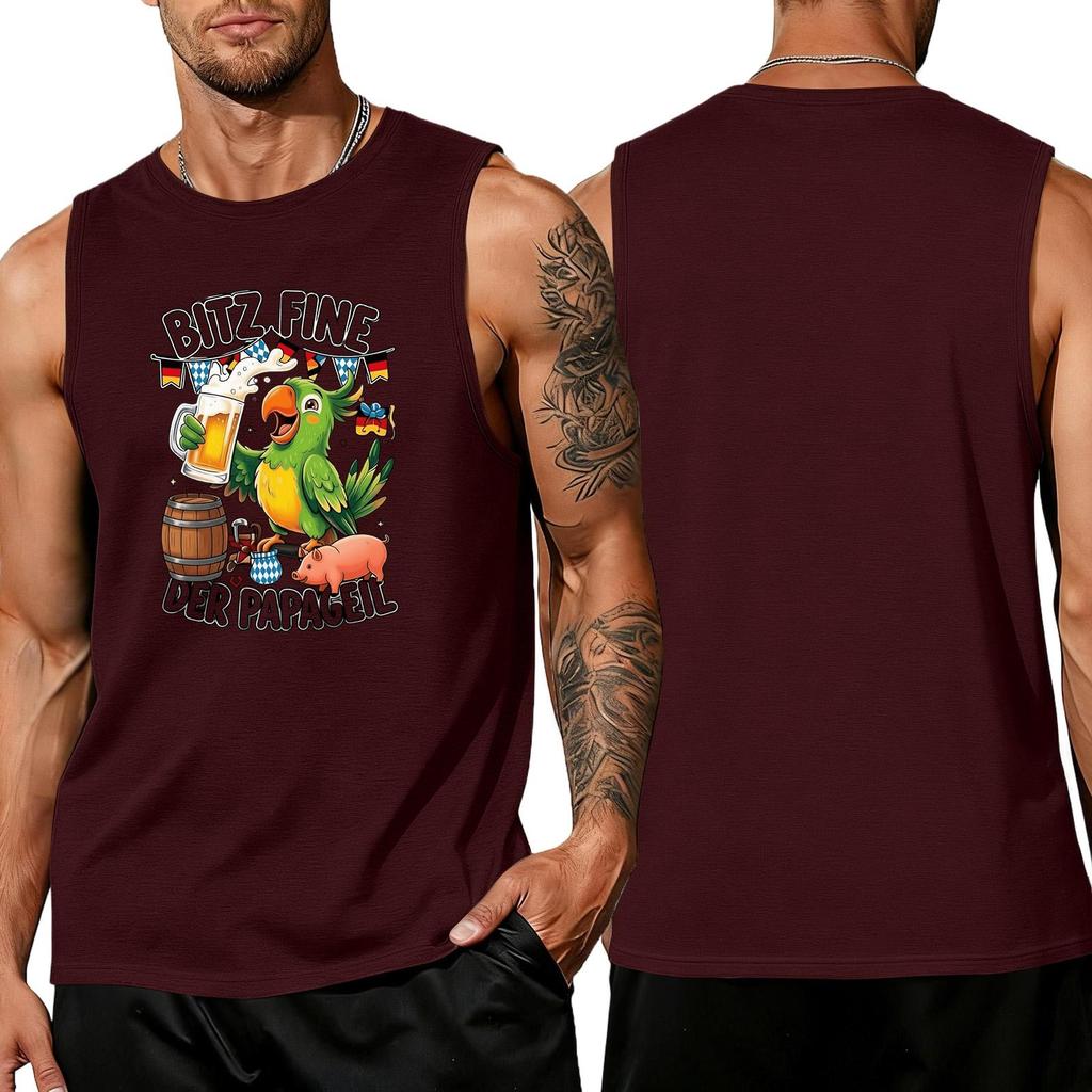 Men's Sleeveless Tank Top Tropical Style Summer Casual Loose Fit Lightweight Daily Wear Beach Shirt for Outdoor Activities