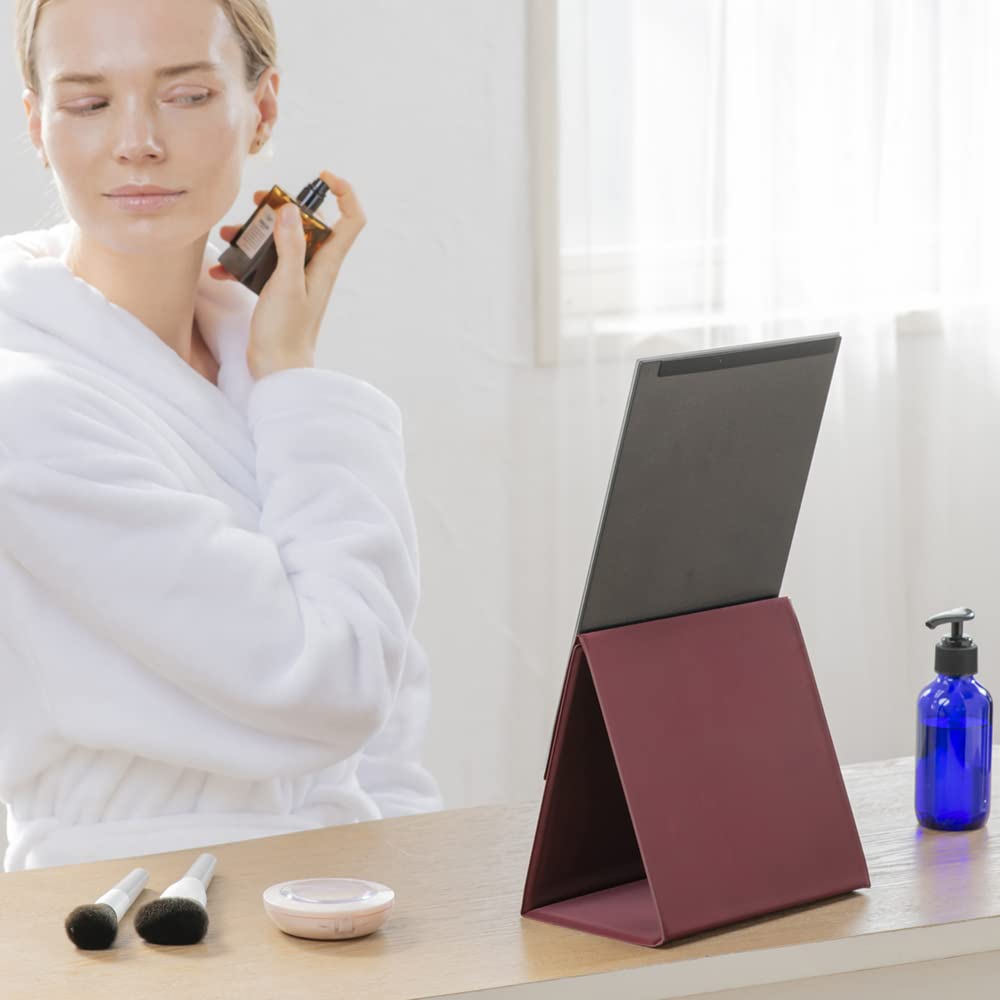 HORIUCHI MIRROR 2-Way Folding Mirror (Bordeaux) - Makeup Mirror - Birthday Gift