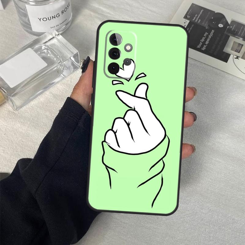 Kpop Hand Finger Heart Case For Samsung Galaxy A55 A35 A15 A52 A32 A12 A16 A26 A36 A56 A53 A33 A13 A14 A34 A54 A17