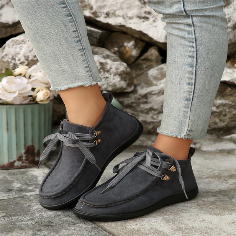 Hot Sale Brown Women's Loafers Shoes Size 43 Autumn Suede Casual Shoes Woman Flat Soft Sole Ankle Shoes Women Zapatos De Cuero