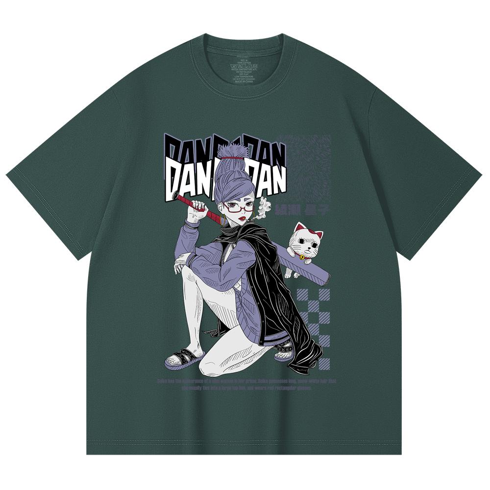 230 g/m² 100% Baumwolle Dandadan V3 Seiko Print Unisex Schweres Baumwoll-T-Shirt