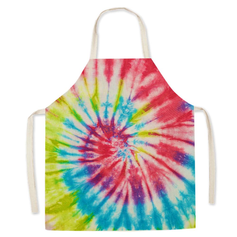 Color Geometric Pattern Cotton and Linen Men Women Kitchen Apron Waterproof Kitchen Apron for Home