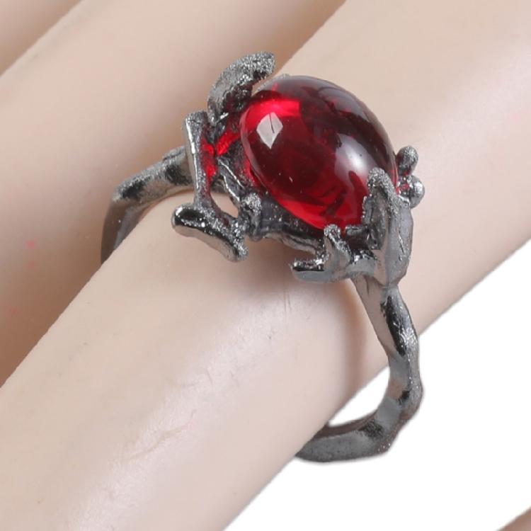 Black Thorn Lava Ring Gothic Style with Crystal Liquid Metal Open Ring Stylish Accessory for Parties or Everyday Wear