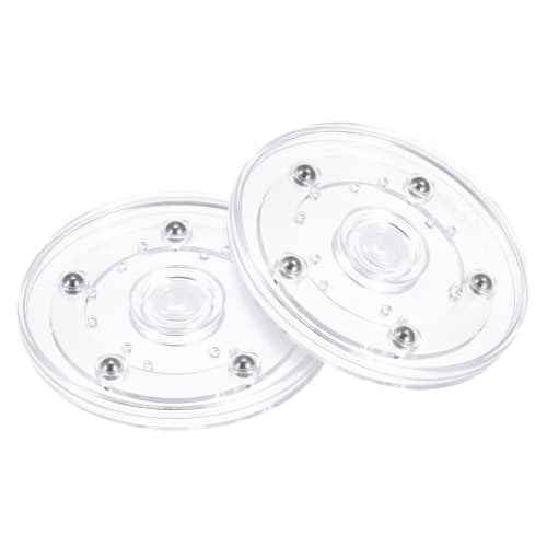 uxcell Turntable Holder, Display Rotating Stand with Steel Ball Bearings, Lazy Susan for Kitchen Corner Cabinets, 100mm, Clear, Pack of 2