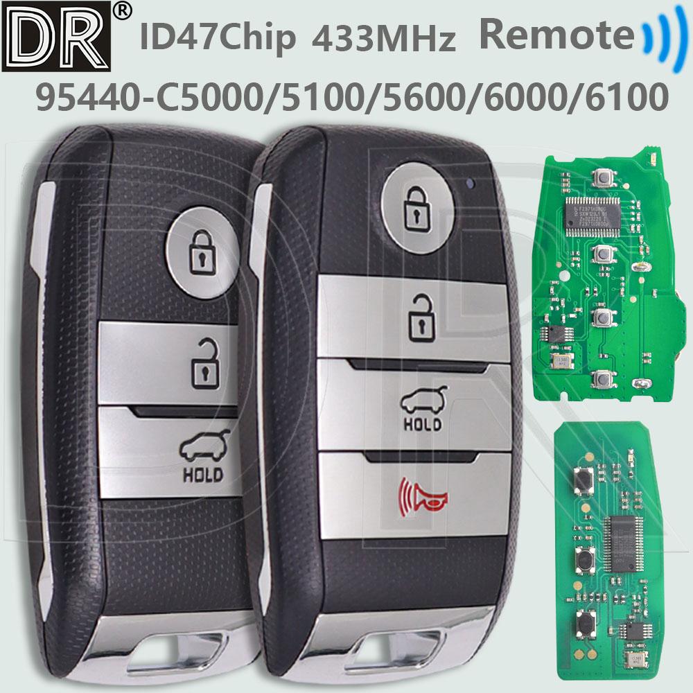 DR 95440-C5000/C5100/C5600/C6000/C6100 ID47 Chip 433MHz Keyless Go Proximity Car Remote Key For KIA Sorento 2016 2017 2018