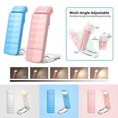 Mini LED Clip On Book Light Rechargeable Flip Mini LED Book Light Dimmable 5 Color Light Clip Desk Light Office