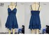 Elegant Jurk met Spaghettibandjes, Metalen Versiering, Bedrukte Knoop, Knielengte