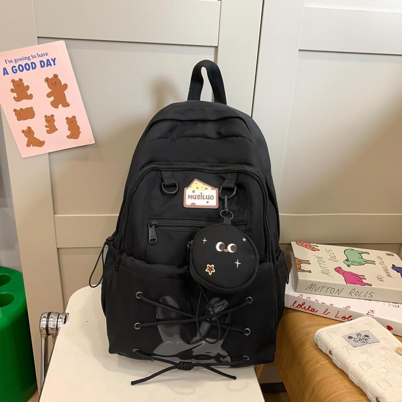 Women's Color Block Backpack Large Capacity School Bag College Cartoon Backpack