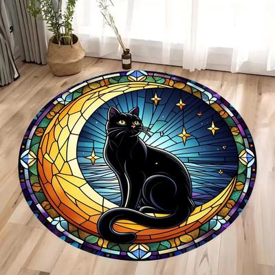 Tarot Cards of The Twelve Constellations Round Floor Mat Non-Slip Play Rug Kids' Room Bedroom Living Space Decoration