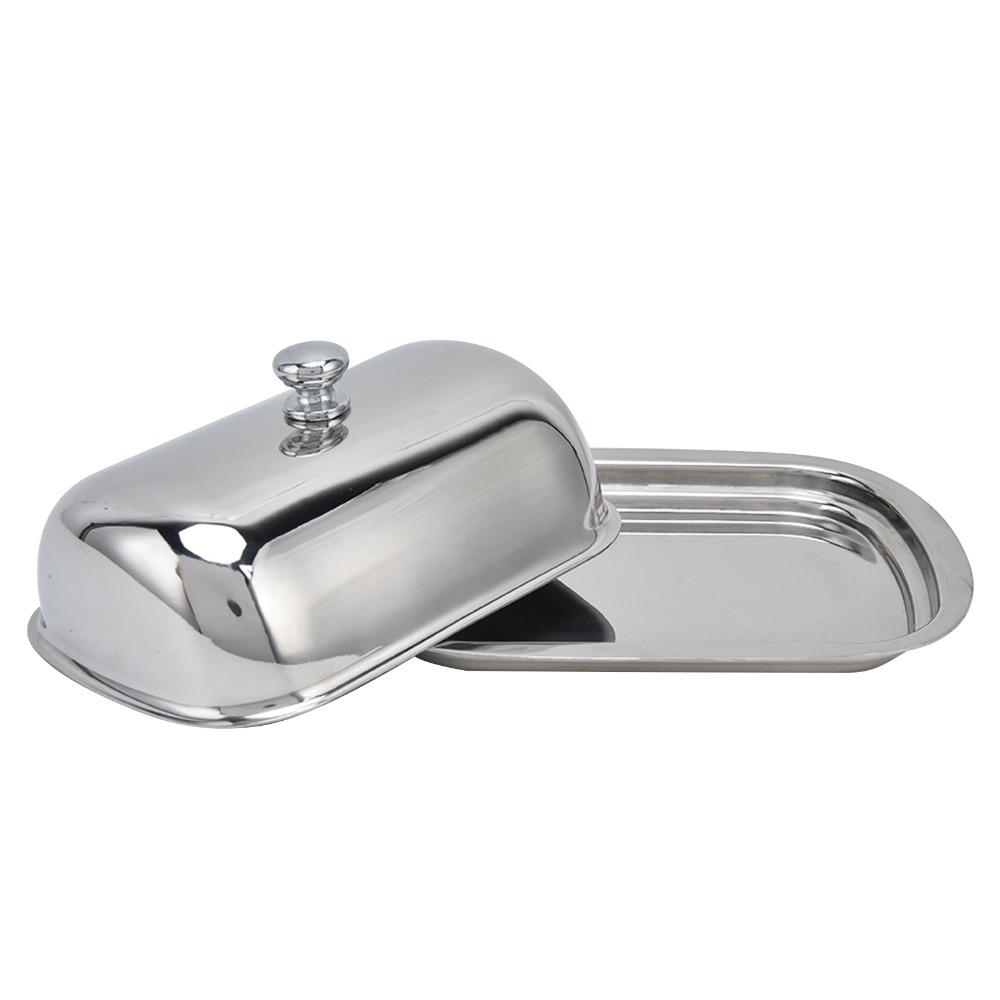With Lid Cheese Box Container 304 Stainless Steel Metal Cheese Tray Daily Dessert Serving