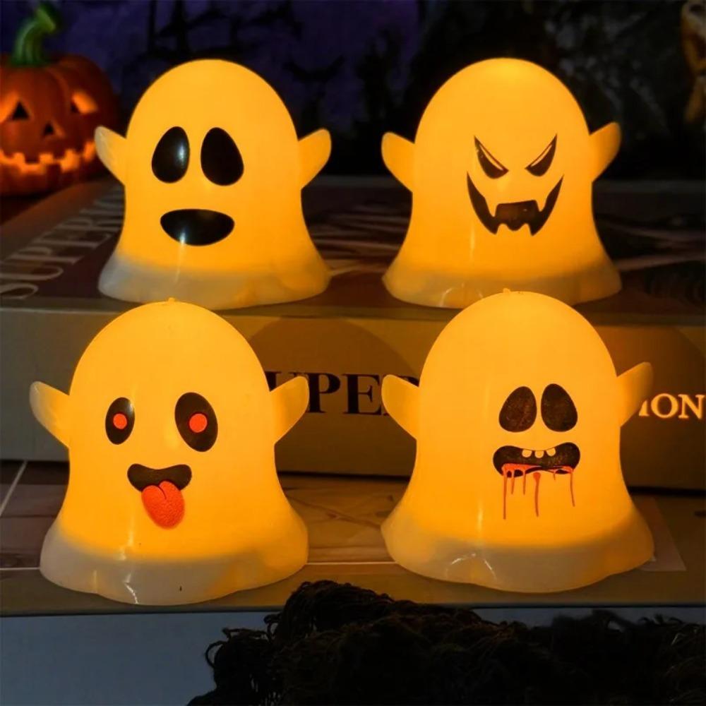 Plastic Halloween Ghost Lamp Portable Mini Ghost Light Ghost Pendant LED Candle Light  Yard Decor