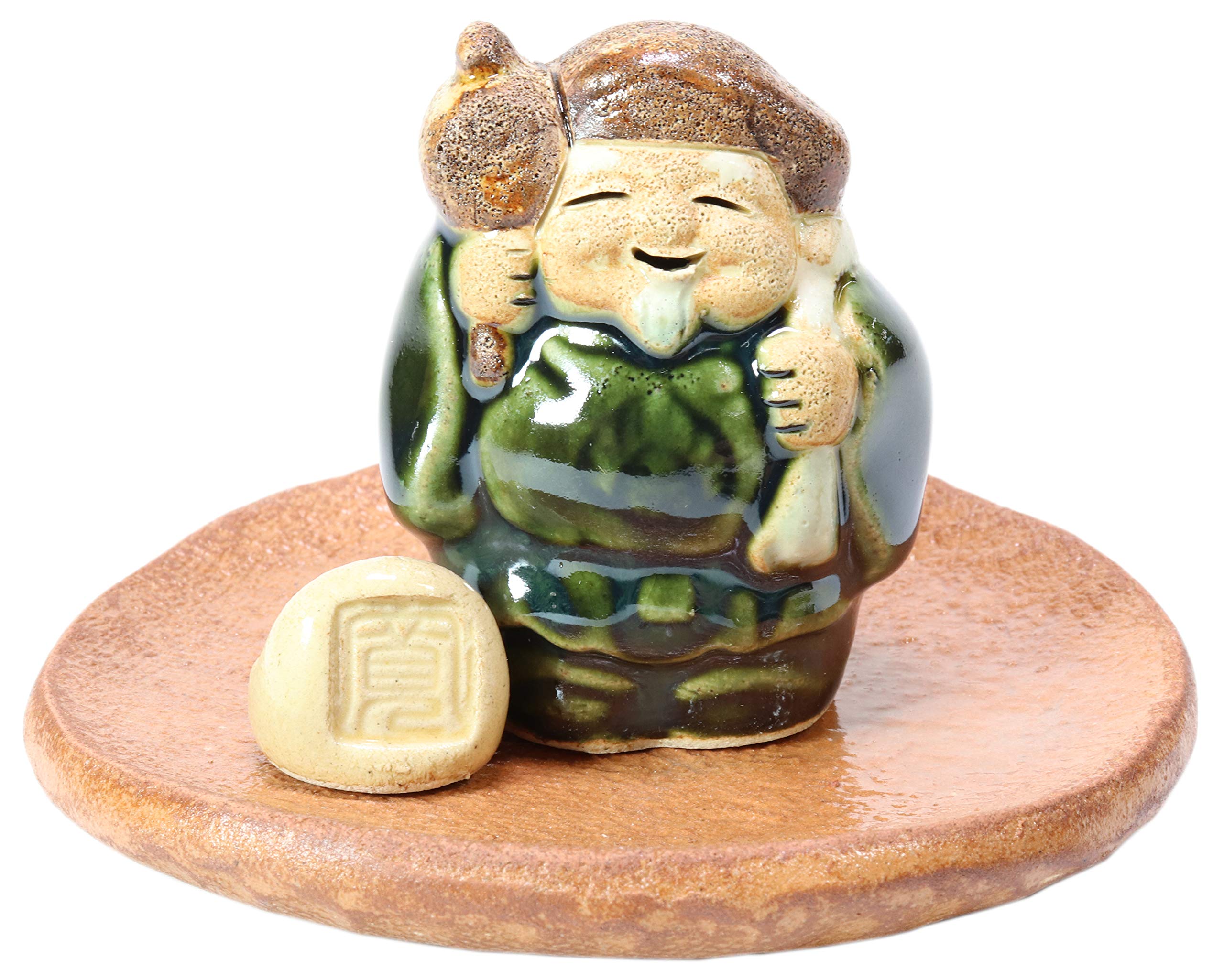 

Incense Plate with Seven Lucky Gods and Daikokuten Design [R9.5xH7cm] HANDMADE Gift, Japanese Tableware, Cute Interior