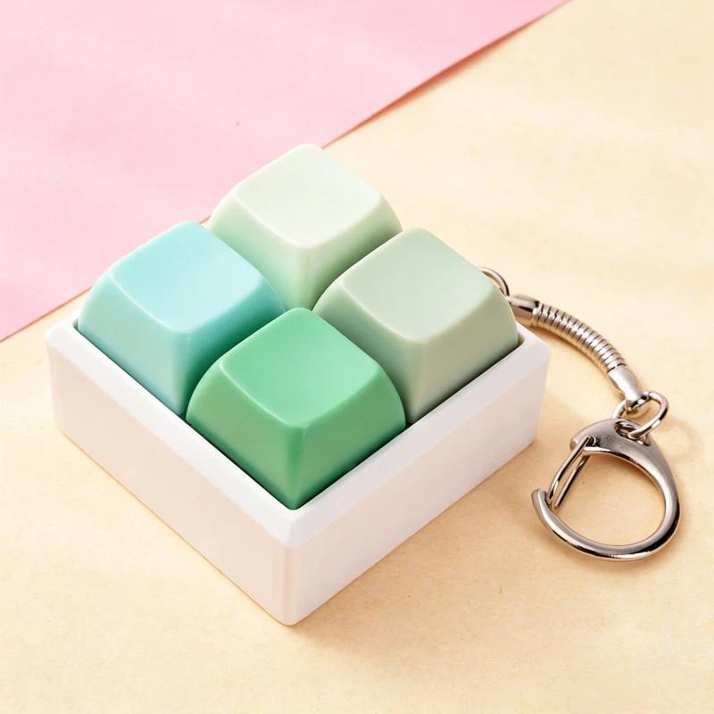 Mini 4 Keys Mechanical Keyboard Fidget Keychain Satisfying Click Sound Unique Gift for Keyboard Enthusiasts Friends