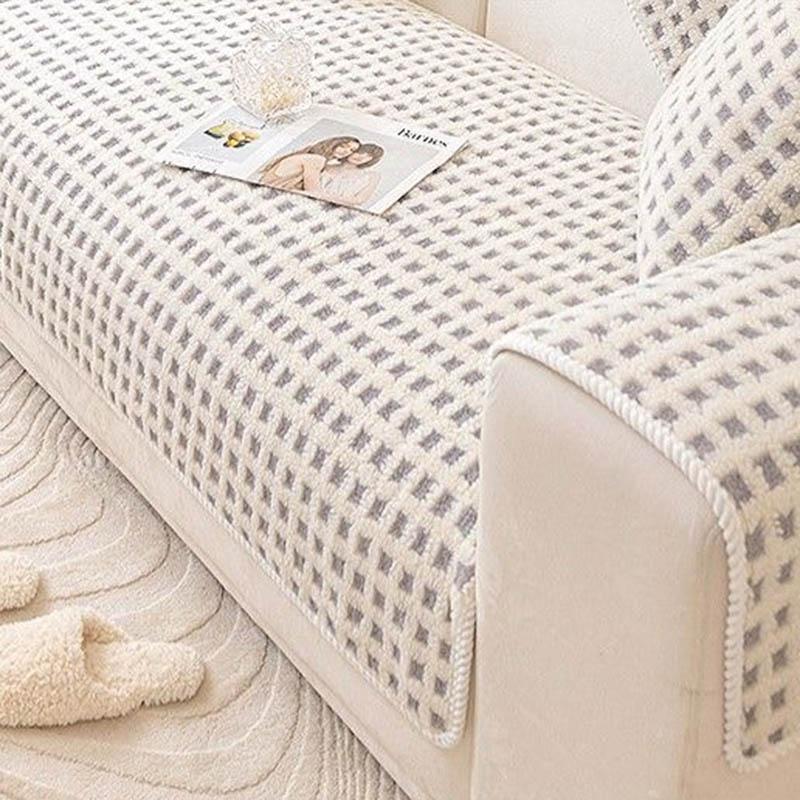 Lammplaid Weiches Sofakissen Verdicktes Plüschkissen Einfache Moderne Rutschfeste Überwürfe für Sofas