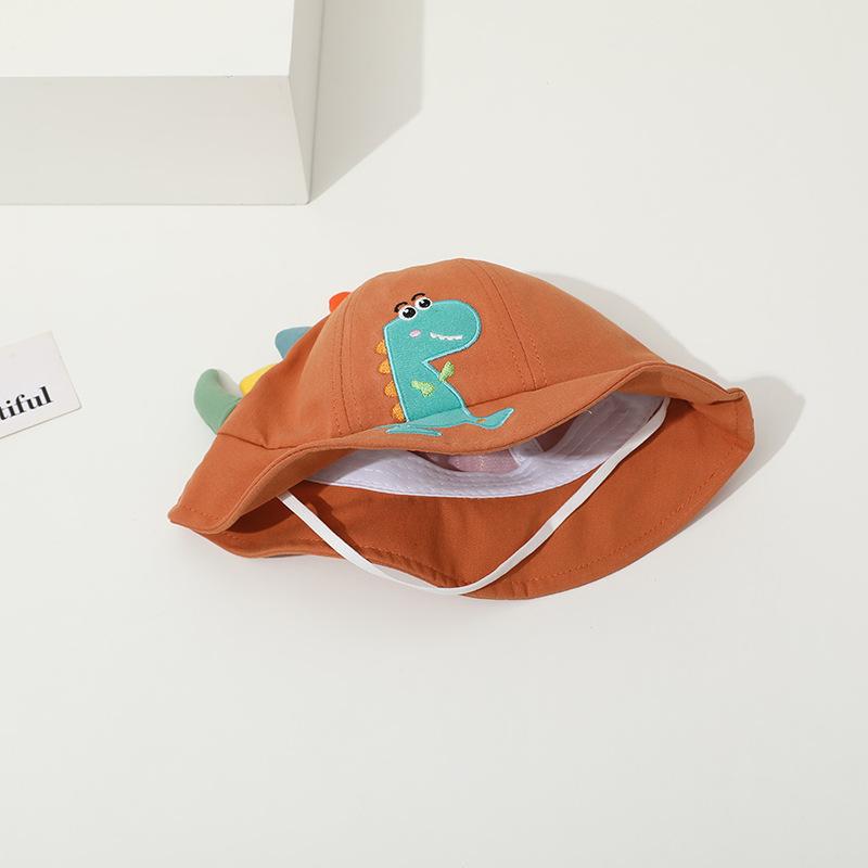 1-3Y Cartoon Dinosaur Baby Bucket Hat Summer Wide Brim Sun Hat for Boy Girls Cute Animal Letter Kids Fisherman Caps