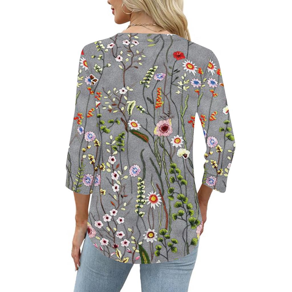Camisas de Manga 3/4 Heley para Mujer Moda Verano Blusas Ropa para Vacaciones en la Playa