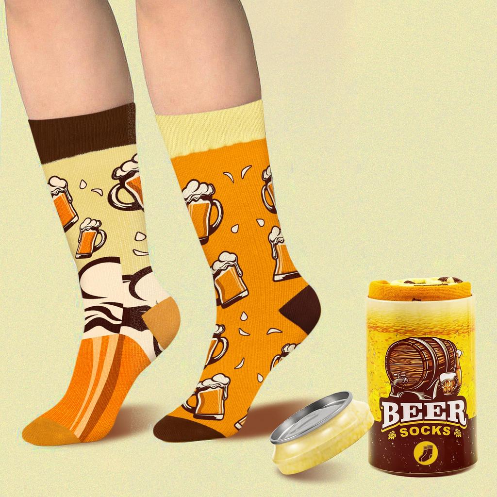 Funny Beer Can Socks for and Boys Funny Day Novelty Crazy Funky Cool Food Silly Socks Day Gag Gift [AGRIMONY] Men, Dad, Women, Teens, - Father's Gift,