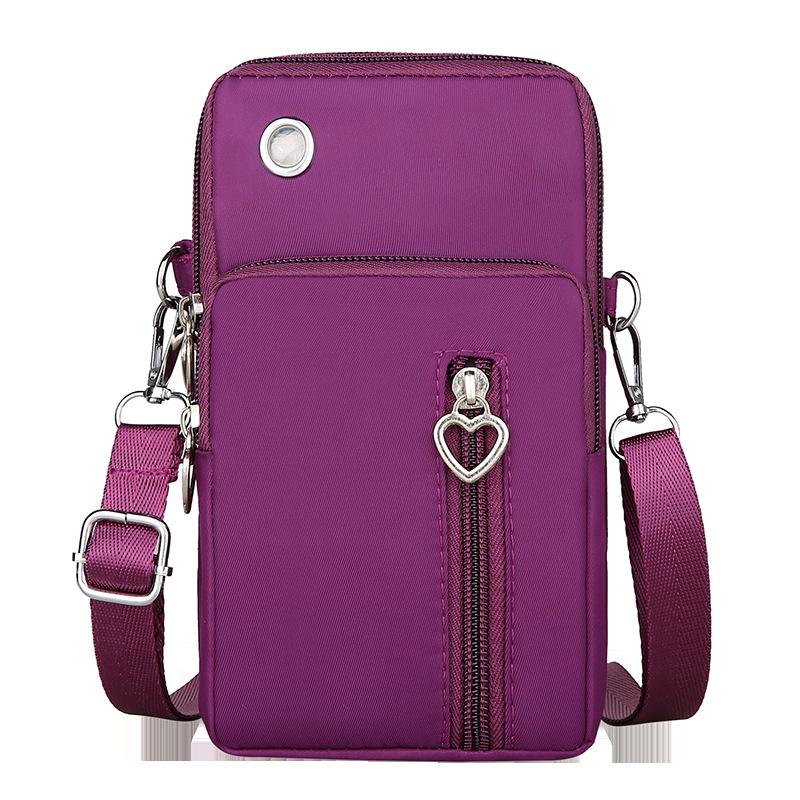 New Mobile Phone Bag, Women's Messenger Bag, Three-layer Zipper Nylon Bag, Vertical Model, Change Bag, Arm Bag.