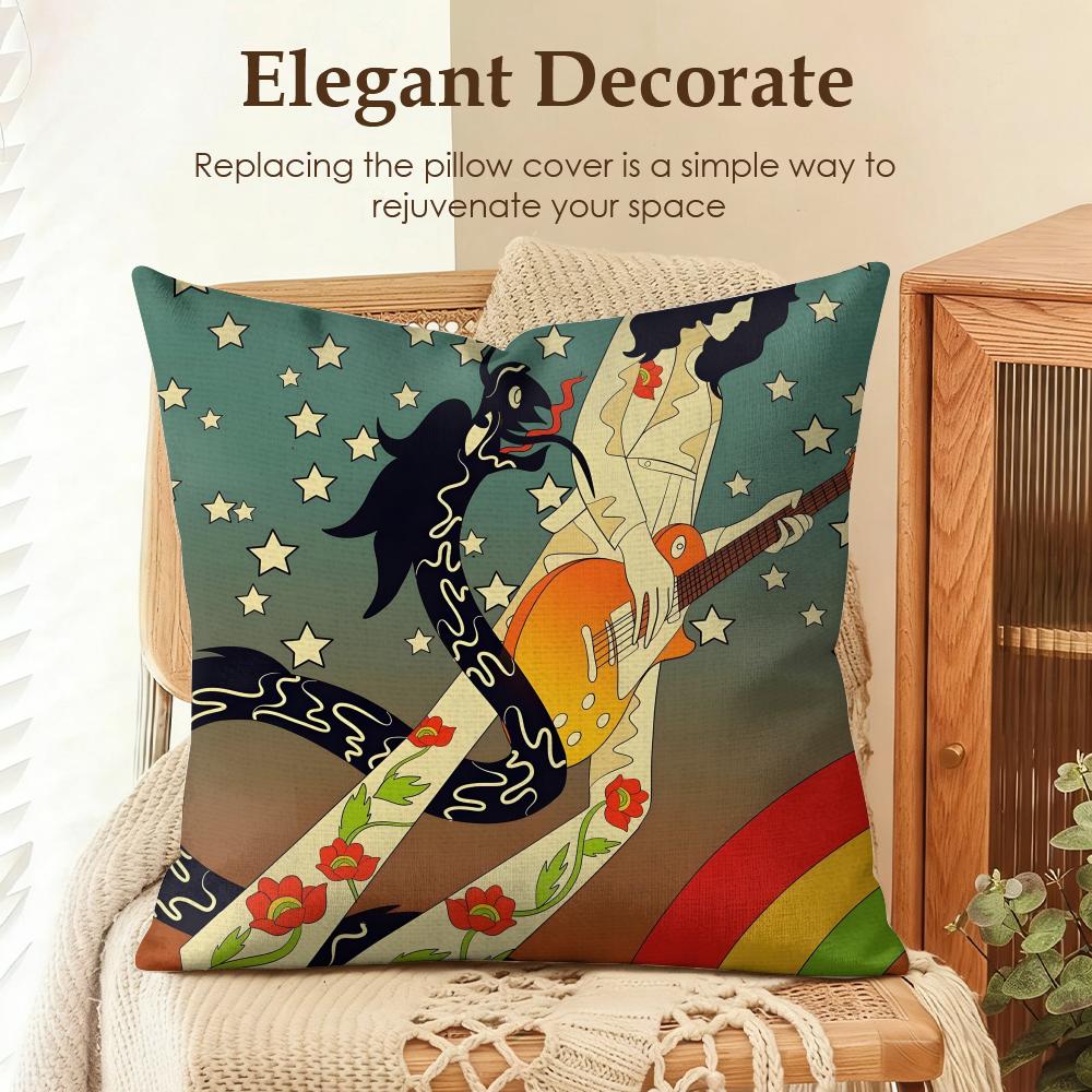Band LLed Zeppelin Cushion Cover Natural Linen Organic Fabric DoubleSided Printing Sofa Home Decor Gift Pillow Case