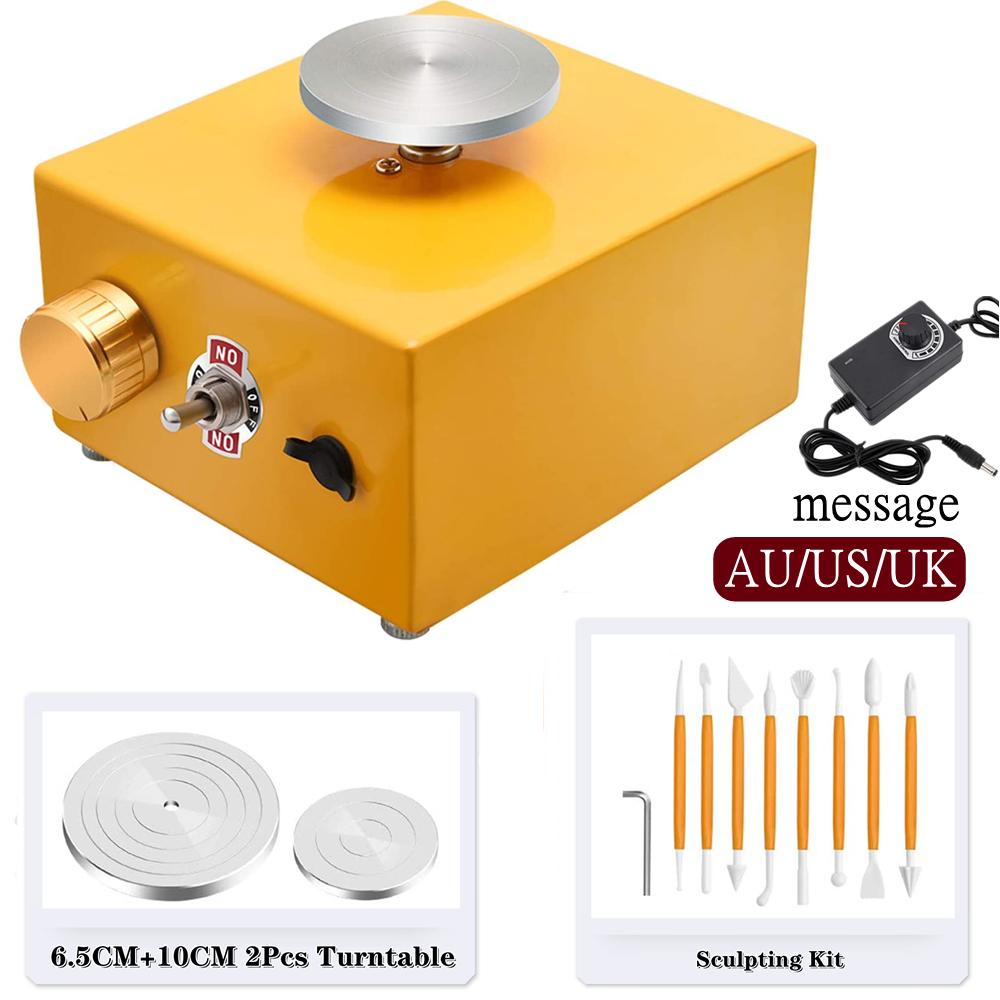 Electric Pottery Wheel Machine with Turntable+Sculpting Kit, DIY Clay Tools Mini Pottery Forming Machine for Arts Crafts Ceramic