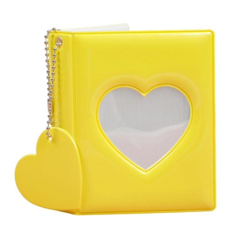 Stylish 3Inch Mini Photo Album with Heart Cutout PVC Cover and 32 Pocket Picture Binder Idol Photocard Collect Book