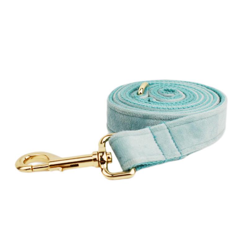 Lake green velvet pet collar dog leash