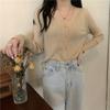 Early Autumn Korean Style Designed Short Minimalist Knitted Cardigan Lazy Style V-neck Long Sleeve Sweater Coat for Women