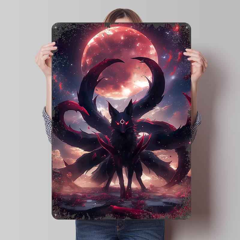 

Kitsune in Bloodmoon Poster Customized Wall Art Vintage Metal Signs Retro Tin Plaque for Man Cave Garage Decoration Room Decor 20x30cm（7.8x11.8inch）