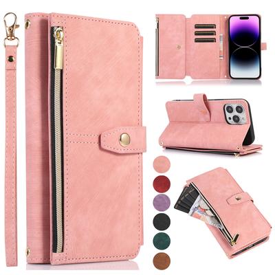 Zip Peněženka Držák karty Lanyard Leather pro iPhone 14 Plus13 12 11 Pro Max XSMAX pro Samsung S23 S22 S21 S20 Ultra Plus Note20Ultra A13 A53 A14 A54