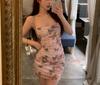 Butterfly Print Spaghetti Strap Waist-Hugging Backless Bodycon Dress for Women - Long, Summer Style