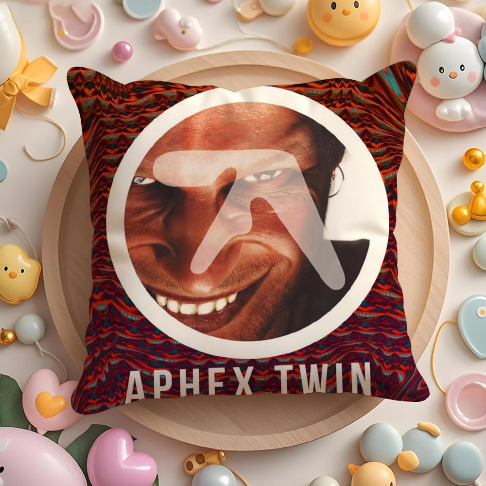 Aphex Twin Richard D James Music Cushion Cover Plush Fabric Soft Double-Sided Printed Sofa Pillow Case Colorfast Home Decor