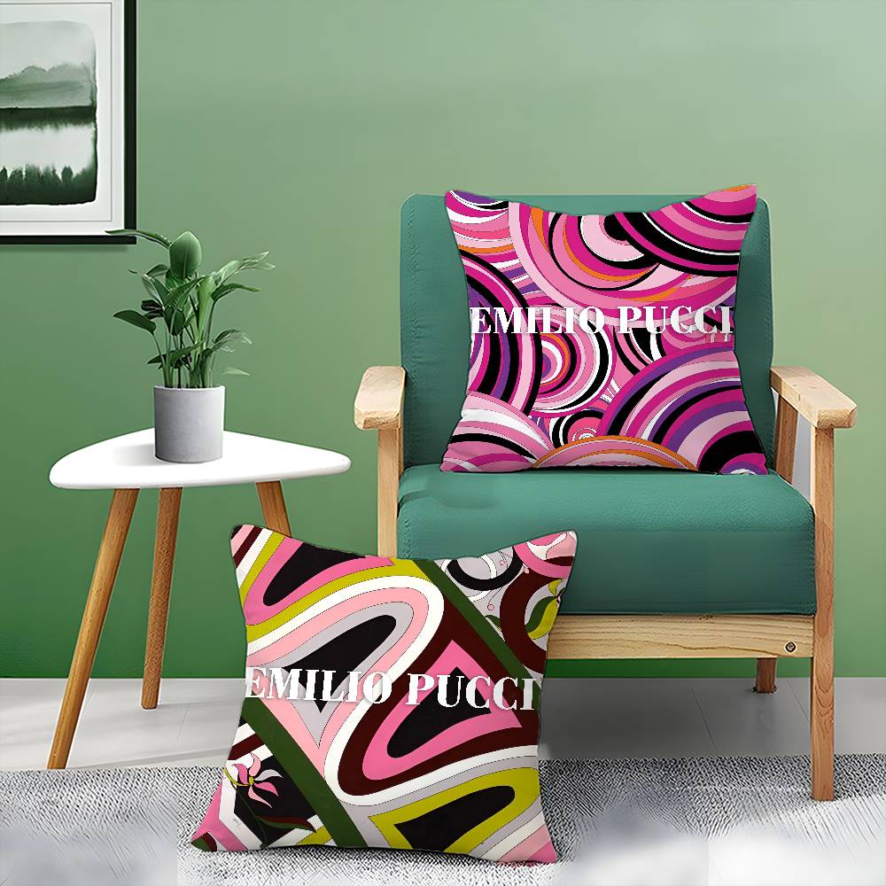 P-Prince Of Prints Emilio Pucci-Famous Pillow Case Comfort Sofa Bed Silky elegant Invisible zipper Decorative cushion cover