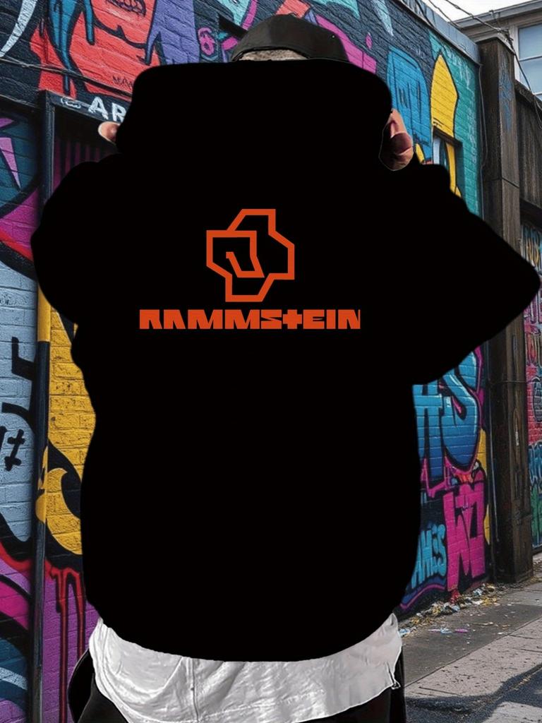 Rammstein Band Graphic Hoodie for Men - Metal Band Inspired Back Print