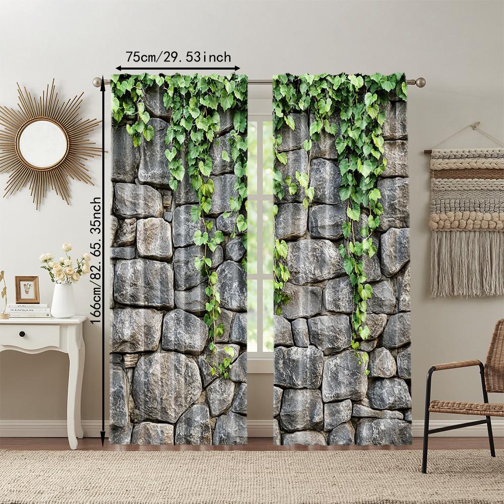 2 Stück, vielseitige transparente Polyestervorhänge zur Heimdekoration Kletter-Efeu-Ranken_ Blatt zur Verwendung in Schlaf- und Wohnzimmern
