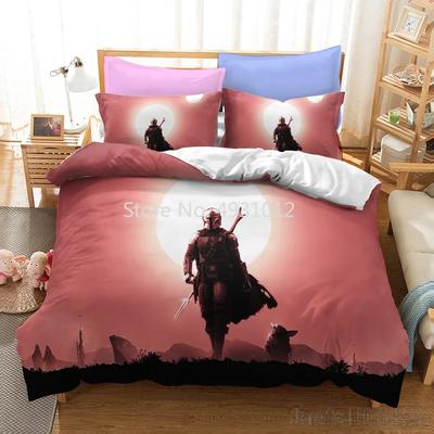 Anime Drukowany 3D Wojownik Mandalorian Dziecięcy Komplet Pościeli Niemowlęcy Poszewka na Kołdrę Zestawy Pościeli Bliźniaczy Pojedynczy Król Dzieci Dorosły Prezent