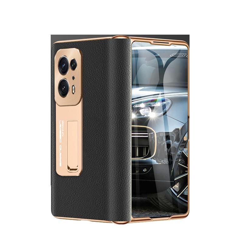 Premium Leather Case OPPO Find N2 With Electroplated Hinge Design Full Coverage Anti-Drop Foldable Phone Cover