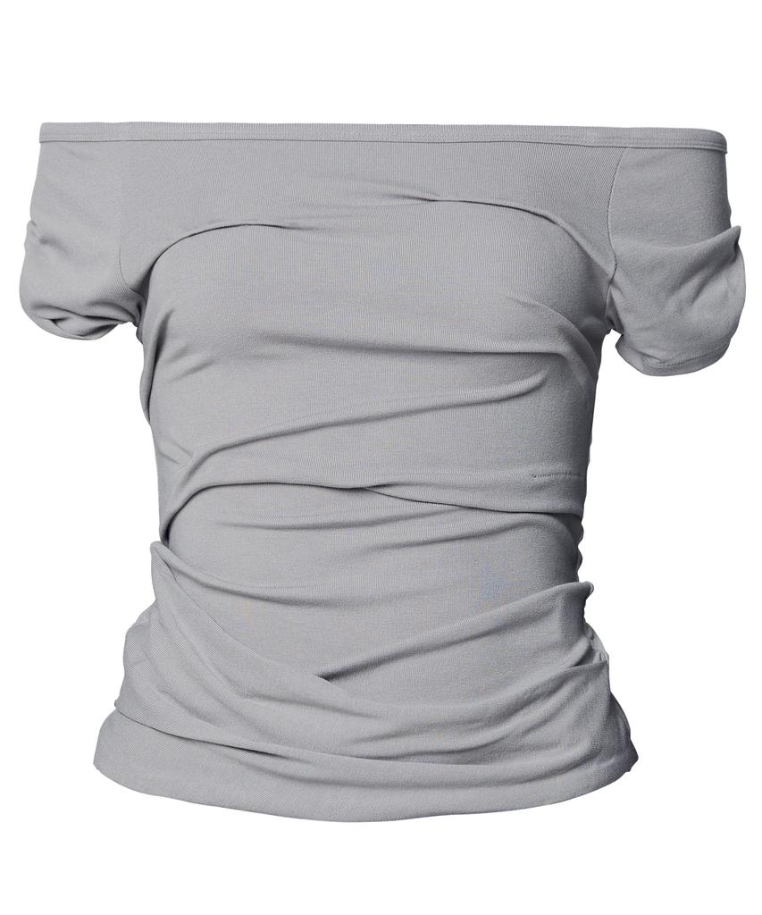 Peulleeoeob Draped Top (Fl-130_Gray)